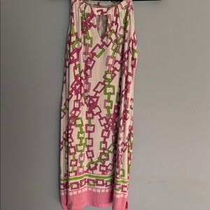 Pink and Green Chain Print Dress